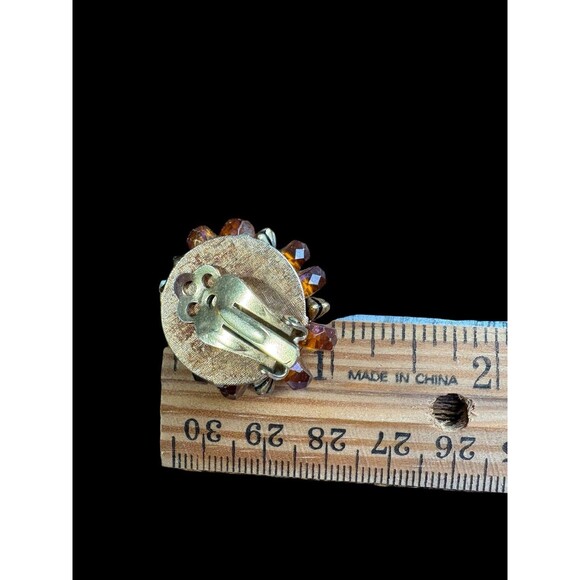 Vintage Amber Color Beaded Necklace and Clip On Earrings Set Unsigned Costume Je - Picture 10 of 10